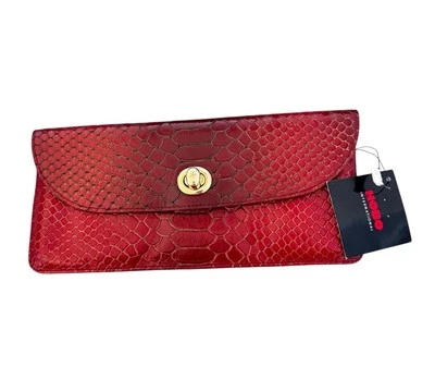 NUEVO CON ETIQUETAS De Colección Hobo Intl Stock Muerto Rojo Ombré Croc Estampado Giratorio Bloqueo Bolso sin asas Cartera Foto 1 de 4