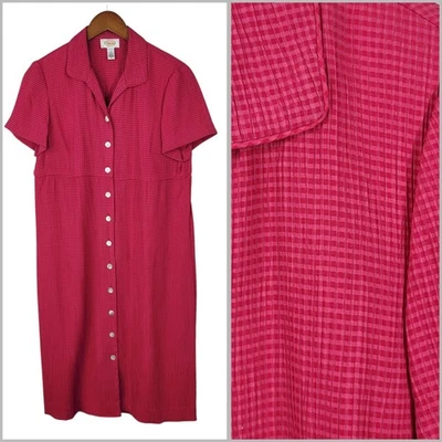 Vestido Camisa Vintage Talbots Talla 12 Pequeño Cuadros Cuadros Picnic Rosa Guinga  Foto 1 de 4