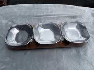 NEW Wilton Armetale Boston Dip Bowls w/Wood Tray - Picture 1 of 4