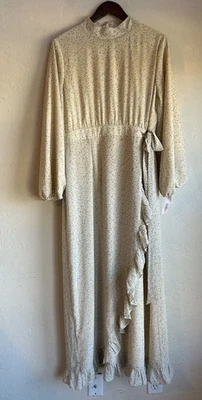 Maxi Vestido Zahraa The Label Nuevo con Etiquetas XXL Beige Floral Modesto Campesino Volantes Corbata Foto 1 de 4