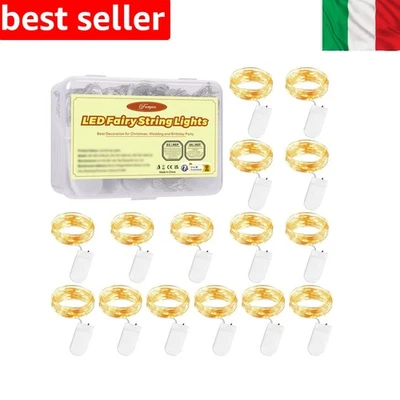 Stringa Luci LED a Batteria, 15 Pezzi Impermeabile 20 LED 2M Mini Lampada a F... - Immagine 1 di 4