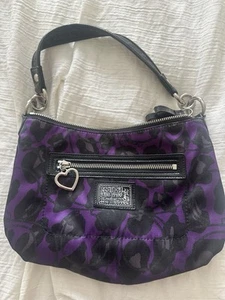 Coach H1281- F20024 Purple Poppy Daisy Ocelot Animal Print Purse - Picture 1 of 2