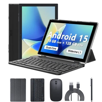 CUPEISI Android 15 Tablet 10 Inch 18GB RAM+128GB ROM/2TB Expandable 2 in 1 Tablets