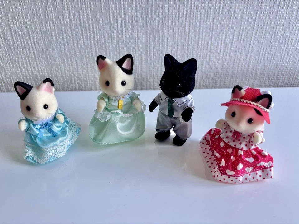 Sylvanian Families Tuxedo Cat Family. Set of 4. - Image 1 of 4