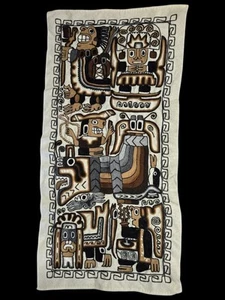 Vintage Aztec Mayan Inca Folk Art Tapestry 41” X 20.5" - Picture 1 of 13