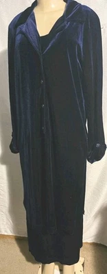 Chaqueta plumero larga de terciopelo Coldwater Creek 2 piezas + maxi vestido para mujer talla M azul  Foto 1 de 4