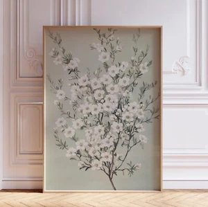 Vintage salbeigrün Blumen botanischer Wandkunstdruck - Bild 1 von 6