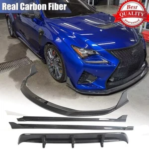For Lexus RC F RCF 15-18 Real Carbon Front Lip Spoiler Side Skirt Rear Diffuser - Picture 1 of 13