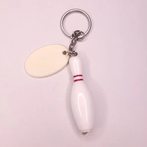 Vtg 70s Bowling Pin Keychain Key Ring Made in Hong Kong With Blank Tag - Picture 1 of 4