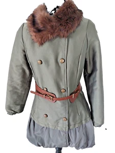 Winterjacke oliv, edel, Atelier Fixdesign, italienisch, Fellkragen, Gr. XS/34 - Bild 1 von 6