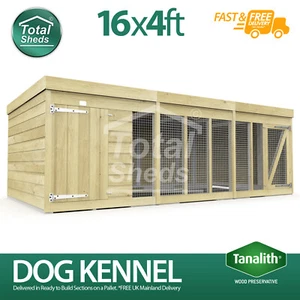 Dog Kennel & Run 16ft x 4ft Fully Pressure Treated Tanalised Timber Free Deliver - Picture 1 of 9