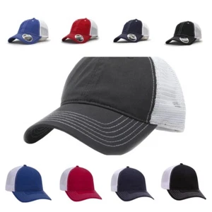 New Washed Cotton Low Profile Mesh Adjustable Trucker Baseball Cap - Bild 1 von 30