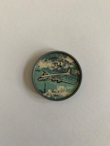 1962 Jell-O History of Aviation Coins #114 DC-7 1953, VINTAGE! (inv.1)