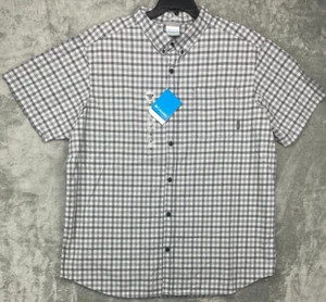 NWT Columbia Men's Rapid River Shirt Short Sleeve Button Up 2XL Gray Plaid - Picture 1 of 10