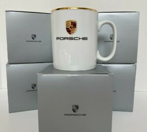 Genuine Classic Porsche Mug with Gold Crest & Rim Coffee Tea Cup Large 14.2 oz