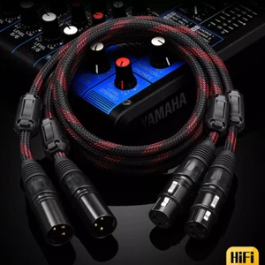 Pair 6N OFC Copper XLR Cord HiFi Audio Balance Lines 3 Pin Male To Female Plug - Picture 1 of 6