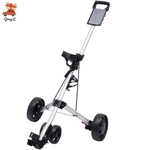 3 Wheel Golf Push Cart Lightweight Push Pull Golf Cart Trolley Sturdy Foldable - Picture 1 of 22