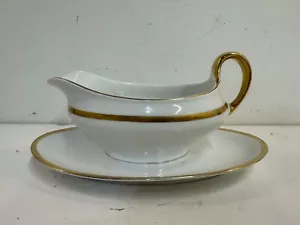 Antique Venus Silesia KPM German Porcelain Gravy Boat with Attached Under plate - Picture 1 of 11