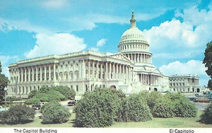 Tarjeta postal cromada The Capitol Building Note the Parked Cars Washington DC - Imagen 1 de 2