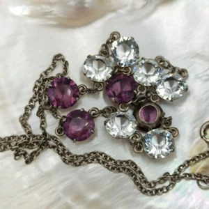 Antique Bezel Paste Art Deco sterling silver Necklace UK, 1930s. - Picture 1 of 8