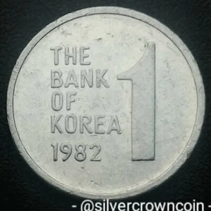 Korea South 1 Won 1982. KM#4a. One Dollar coin. Rose of Sharon. 1968-1982 issued - Picture 1 of 3