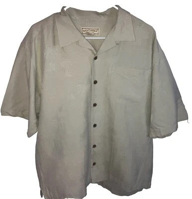 Camisa Boca Classics Hombre’s L Island Wear Crema 100% SEDA Manga Corta Botón Foto 1 de 4