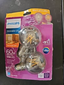 2 packPhilips 60-Watt Equivalent Soft White G25 Dimmable Globe LED Light Bulb - Picture 1 of 2