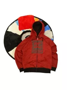 DC Shoes Co Hoodie Size Medium Red Fleece-Lined Full Zip Skate Vintage Y2K Logo - Picture 1 of 7
