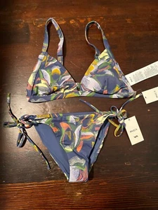 RVCA $105 Blue Floral Pixie Bikini Set New Size Medium - Picture 1 of 3