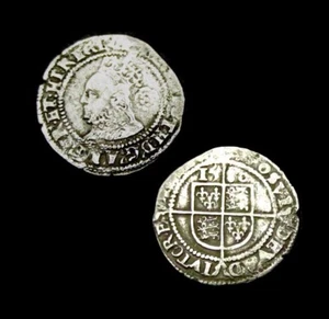 W965: 1580 Elisabeth 1. gehämmertes Silber datiert Threepence.  Spink 2573 - Bild 1 von 1