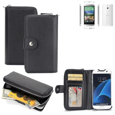 HTC One (E8) Cartera Estuche Monedero Protección Funda Bolso Flipstyle Foto 1 de 4