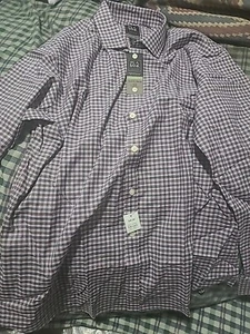 Jos A Bank Traveler Anzughemd Herren XL kariert Travel Tech maßgeschneiderte Passform neu mit Etikett $ 45 - Bild 1 von 5