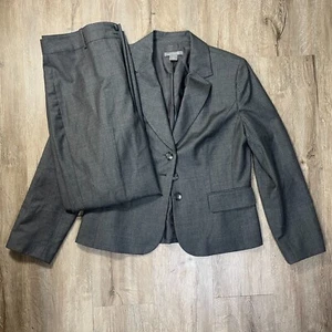 Anne Klein Women's 2 Piece Suit Size 12/12P Set Blazer Jacket Pants Gray Wool - Picture 1 of 17