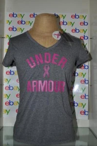 Under Armour Womens POWER IN PINK Wordmark V-Neck Twist T-Shirt 1291756 016 NWT - Picture 1 of 2