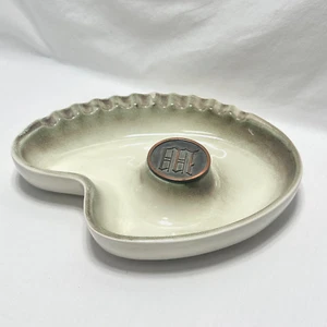 Vintage Olive Green Ceramic MCM Hyde Park Hotel Ashtray Advertising No 1970 - Picture 1 of 5