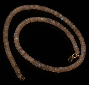 Collar de 17" cuentas rondelle facetadas de piedra lunar fuego arco iris natural tamaño 5 a 6 mm - Imagen 1 de 5