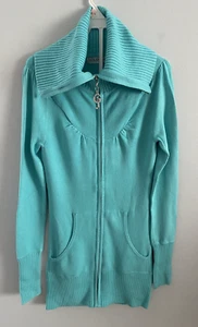 Felpa maglione vintage GUESS Y2K zip davanti logo Bling blu taglia XS NUOVA CON ETICHETTE - Foto 1 di 5