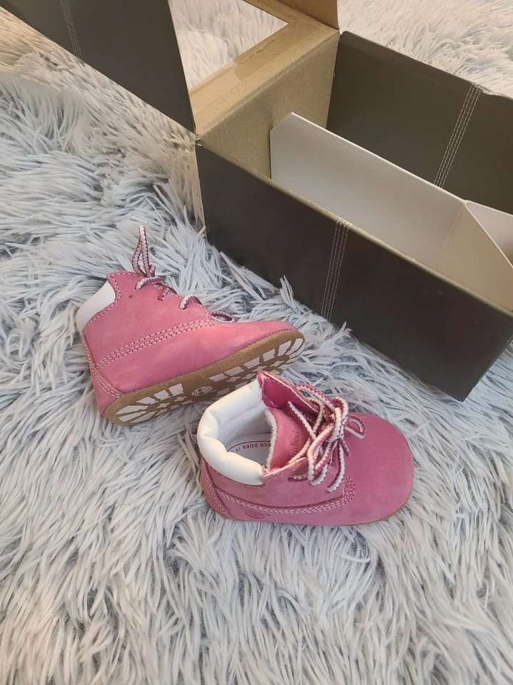 Timberland crib boots infant size 1 - pink with box  - Image 1 of 3