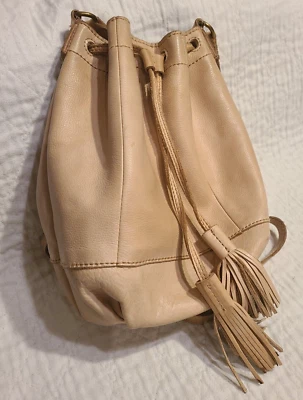 Lucky Brand Light Tan Suede Tassel Drawstring Closure Crossbody Shoulder Bag - Image 1 of 4