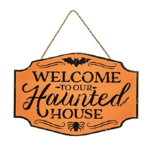 Welcome to Our Haunted House Halloween Sign Wreath Sign 10.5" x 7" New - Picture 1 of 1
