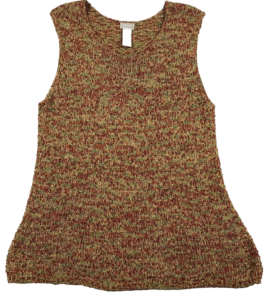 复古 Koret 女式无袖上衣,尺寸 2X,五颜六色的大圆领宽肩带 60 年代 70 年代 — 第 1/4 张图片