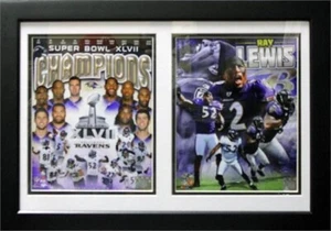 12x18 Double Frame - Baltimore Football Champions R.Lewis - Picture 1 of 1