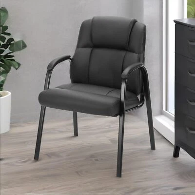 Big&Tall 400lb Guest Chair with Leather Padded Arm Rest for Waiting Room Recepti - Image 1 of 4