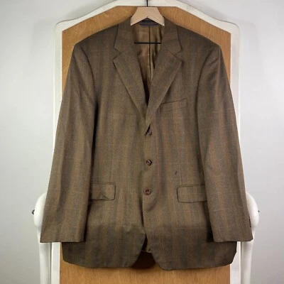 Abrigo Henry Jacobson Blazer Para Hombres 44R Marrón Ventana Lana Cachemira 2 Botones Foto 1 de 4