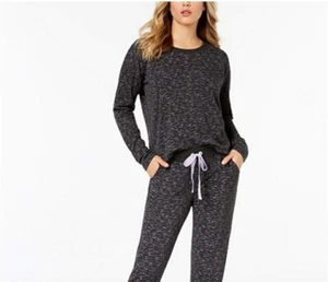 Jenni by Jennifer Moore Brushed-Back Terry Pajama Top, Black Space Dye, X-Large - Picture 1 of 1