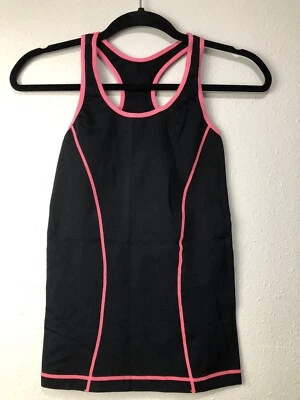 女式运动黑色粉红色赛车背部背心,尺寸 Sm #0249 — 第 1/3 张图片