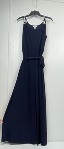 Damen Cato ärmelloses langes einfarbiges dunkelblaues Kleid mit Schlitz Größe Large -A - Bild 1 von 16