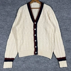 Cardigan maglione tennis lana vintage anni 60 uomo taglia grande maglia cavo preppy edera - Foto 1 di 15