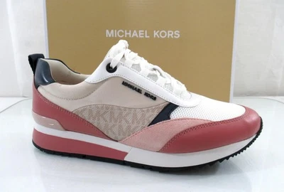 Michael Kors Allie Stride Trainer Lace Up Sneakers MK Logo Cream Multi Size 9.5 - Image 1 of 4