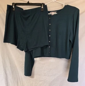 NEW Victoria's Secret Thermal Short Pajama Set Hunter Green Size Xl - Picture 1 of 10
